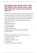 NYS EMT-B State Written Exam 2025  NYS EMT-B State Actual Exam Latest  2025 Questions and Correct Answers  Rated A&plus;