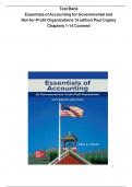 TEST BANK for Essentials of Accounting for Governmental and Not-for-Profit Organizations 15 edition Paul Copley All Chapters 1 to 14 Covered