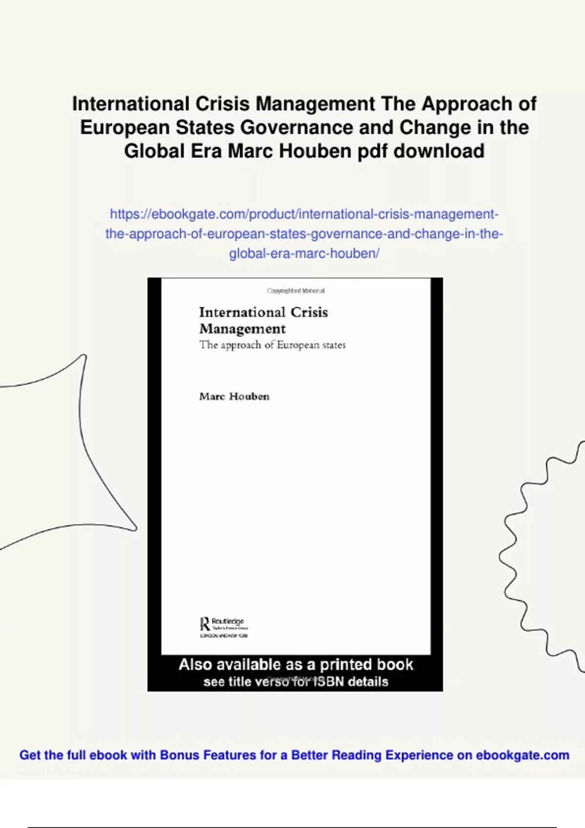Summary International Crisis Management The Approach of European States ...