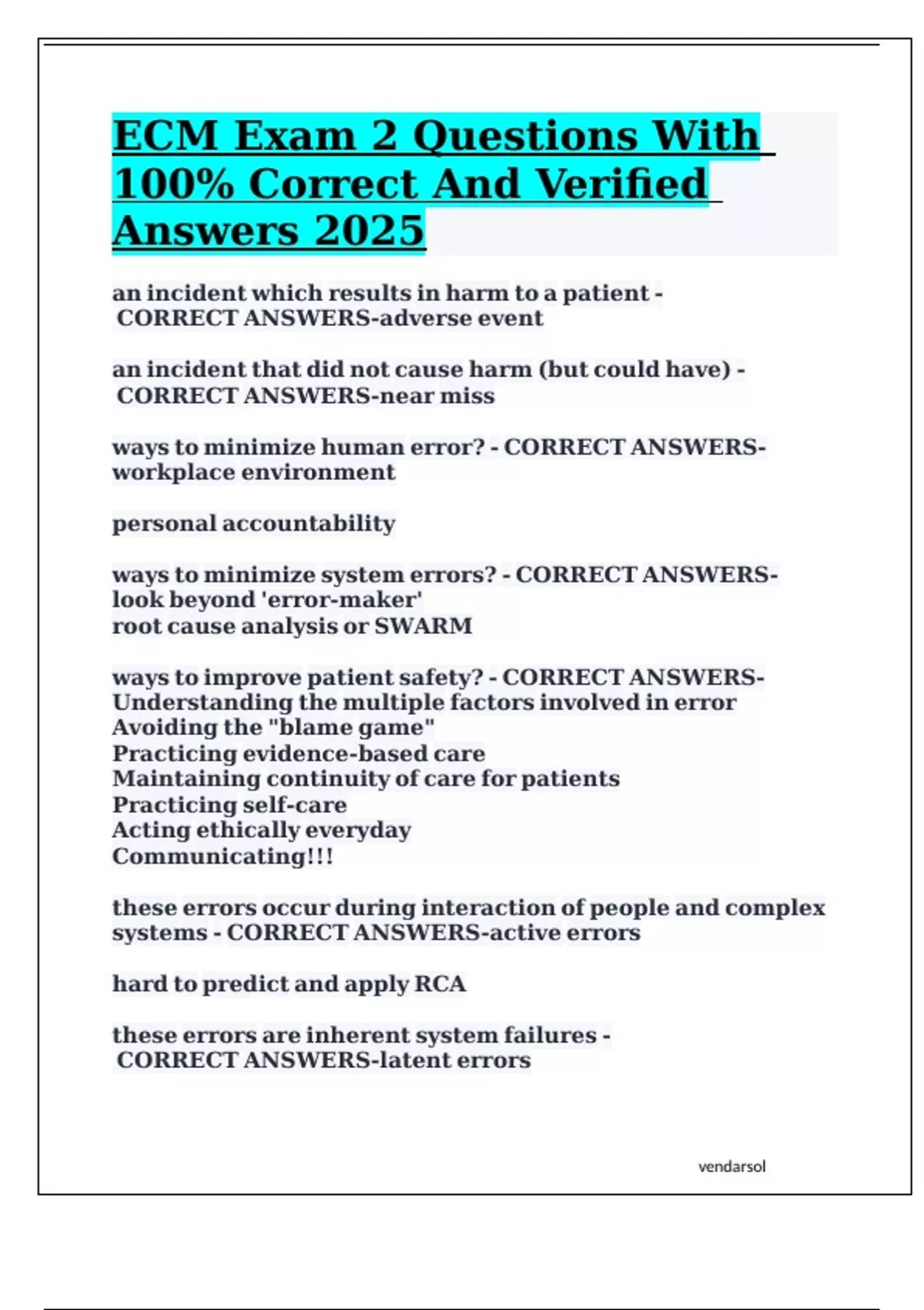 Package deal for ECM Exam Questions With 100% Correct And Verified ...