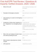 First Aid&sol;CPR Test Review &sol; Questions & Expertly Verified Answers&comma; 2025 &sol; 2026&period;