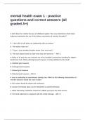 mental health exam 1 - practice questions and correct answers &lpar;all graded A&plus;&rpar;