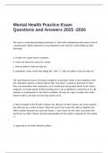 Mental Health Practice Exam Questions and Answers 2025 -2026