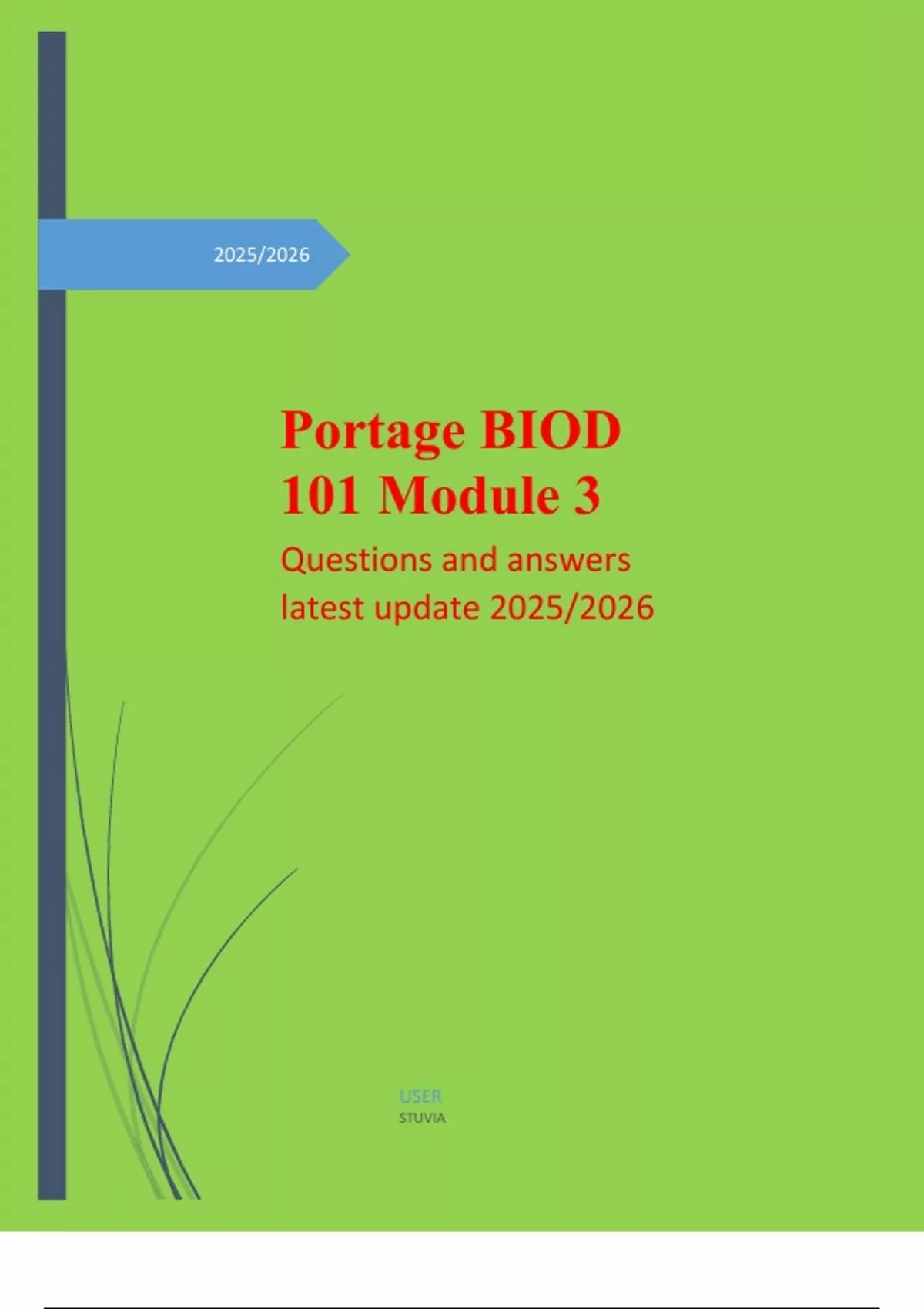 Portage BIOD 101 Module 1,2,3,4 and 5 questions and answers 2025/2026 ...