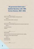 US government final exam &sol; Updated Questions with 100&percnt; Correct Answers&comma; 2025 &sol; 2026&period;  