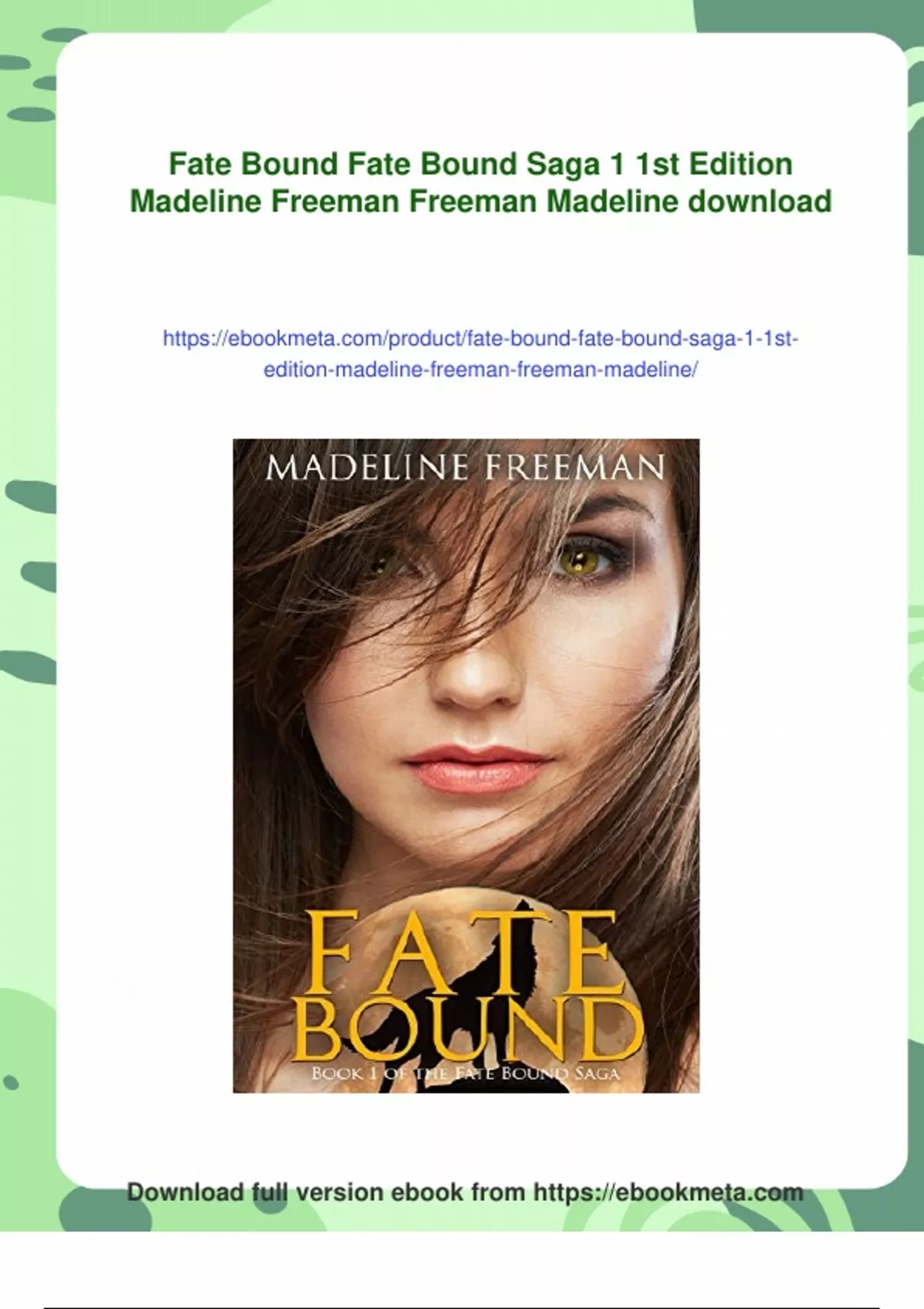 Summary Fate Bound Fate Bound Saga 1 1st Edition Madeline Freeman ...