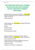 CSR CERTIFIED SPECIALIST IN RENAL  NUTRITION EXAM 2025 UPDATED  ACTUAL EXAM WITH CORRECT  SOLUTIONS&period;