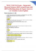 WGU C165 OA Exam &ndash; Integrated Physical Sciences 2025 Actual Exam with 400 Verified Questions & Expert Answers &vert; A&plus; Graded &vert; Latest Update