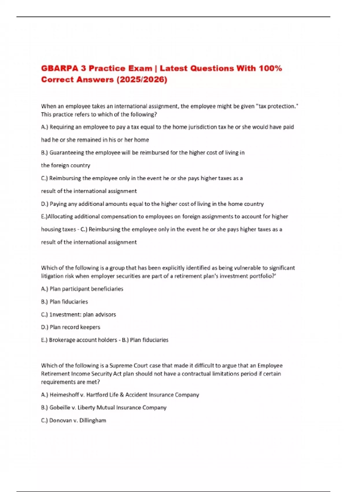 GBARPA 3 Practice Exam | Latest Questions With 100% Correct Answers ...