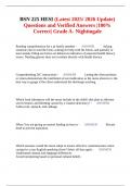 BSN 225 HESI &lpar;Latest 2025&sol; 2026 Update&rpar; Questions and Verified Answers &vert;100&percnt; Correct&vert; Grade A- Nightingale