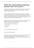 NURS 7430 - Advanced Pharm Final Exam Questions With Correct Answers