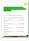Certified Diabetes Educator Exam 3  2025&sol;2026 Exam Questions and Answers  &vert; 100&percnt; Solved 