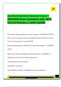 Certified Diabetes Educator Exam 7  2025&sol;2026 Exam Questions with 100&percnt;  Correct Answers &vert; Latest Update