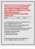Endeavor FA Training Final Exam updated  includes dangerous goodsQUESTIONS  AND CORRECT ANSWERS&vert; ACCURATE  REAL EXAM WITH FREQUENTLY TESTED  QUESTIONS&vert;ALREADY A  GRADED&vert;GUARANTEED PASS&vert;LATEST  UPDATE 2025 