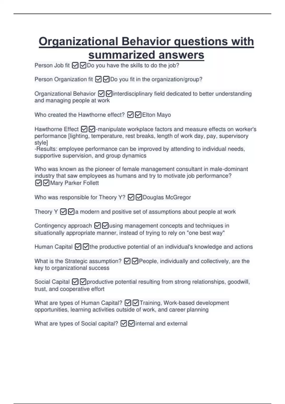 Questionable Workplace Behavior Organizational Behavior questions with summarized answers ...