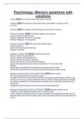 Psychology- Memory questions with  solutions 
