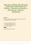 Final Exam&colon; NR222 &sol; NR 222 &lpar;Latest Update 2025 &sol; 2026&rpar; Health and Wellness &vert; Questions and Answers &vert; 100&percnt; Correct &vert; Grade A &ndash; Chamberlain