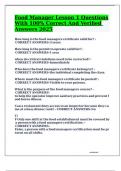 Food Manager Lesson 1 Questions With 100&percnt; Correct And Verified Answers 2025