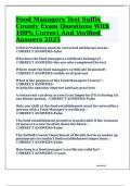 Food Managers Test Suffix County Exam Questions With 100&percnt; Correct And Verified Answers 2025
