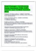 Food Manager Certification Exam Questions With 100&percnt; Correct And Verified Answers 2025