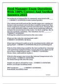Food Manager Exam Questions With 100&percnt; Correct And Verified Answers 2025