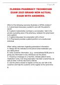 FLORIDA PHARMACY TECHNICIAN  EXAM 2025 BRAND NEW ACTUAL  EXAM WITH ANSWERS&period; 