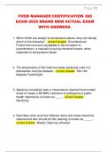 FOOD MANAGER CERTIFICATION 360  EXAM 2025 BRAND NEW ACTUAL EXAM  WITH ANSWERS&period;