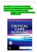 Test Bank For Critical Care Nursing- Diagnosis and Management 9th Edition by Linda D&period; Urden&comma; Kathleen M&period; Stacy Chapter 1-41&vert;Newest edition 2025&sol;2026&vert;Verified Answers