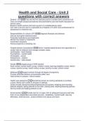 Health and Social Care - Unit 2  questions with correct answers 
