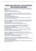 health and social care- unit 2 questions  with solutions provided 