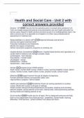 Health and Social Care - Unit 2 with  correct answers provided 