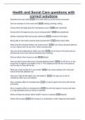 Health and Social Care questions with  correct solutions 