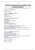 Health and Social Care questions with  correct answers