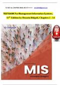 TEST BANK For Management Information Systems&comma; 11th Edition by Hossein Bidgoli&comma; Verified Chapters 1 - 14&comma; Fully Complete A&plus; Guide Newest Version