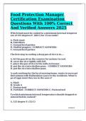 Food Protection Manager Certification Examination Questions With 100&percnt; Correct And Verified Answers 2025