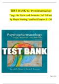 Psychopharmacology&colon; Drugs&comma; the Brain&comma; and Behavior &lpar;3rd Edition&comma; Meyer&rpar; &ndash; Verified Test Bank for Chapters 1&ndash;20