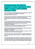 Fundamentals Of Diverse Learners Exam Questions With 100&percnt; Correct And Verified Answers 2025