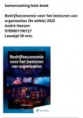 Samenvatting Bedrijfseconomie voor het besturen van organisaties - Heezen 9e editie 2025 &sol; 9789001196127 &sol;