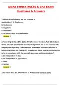AICPA Ethics Bundled Exams 2025 Actual with Questions & Answers &lpar;Latest 2025 &sol; 2026 Update&rpar; 100&percnt; Guarantee Pass &lpar;Verified Answers&rpar;&period; AICPA Ethics Exam 2025 study guide with verified answers&period; Latest AICPA Ethics Code Exam questions and solutions 2026&period; 100&percnt; 