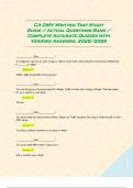 CA DMV Written Test Study Guide &sol; Actual Questions Bank &sol; Complete Accurate Quizzes with Verified Answers&comma; 2025&sol;2026 