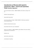 Introduction to Pharmacotherapeutics &lpar;NUR1141&rpar;- PBSC- Final Exam Questions With Correct Answers&period;