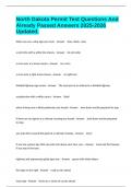 North Dakota Permit Test Questions And Already Passed Answers 2025-2026 Updated&period;