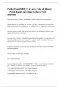 Patho Final NUR 315 University of Miami &ndash; Presti Exam questions with correct answers