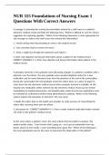 NUR 315 Foundations of Nursing Exam 1 Questions With Correct Answers 