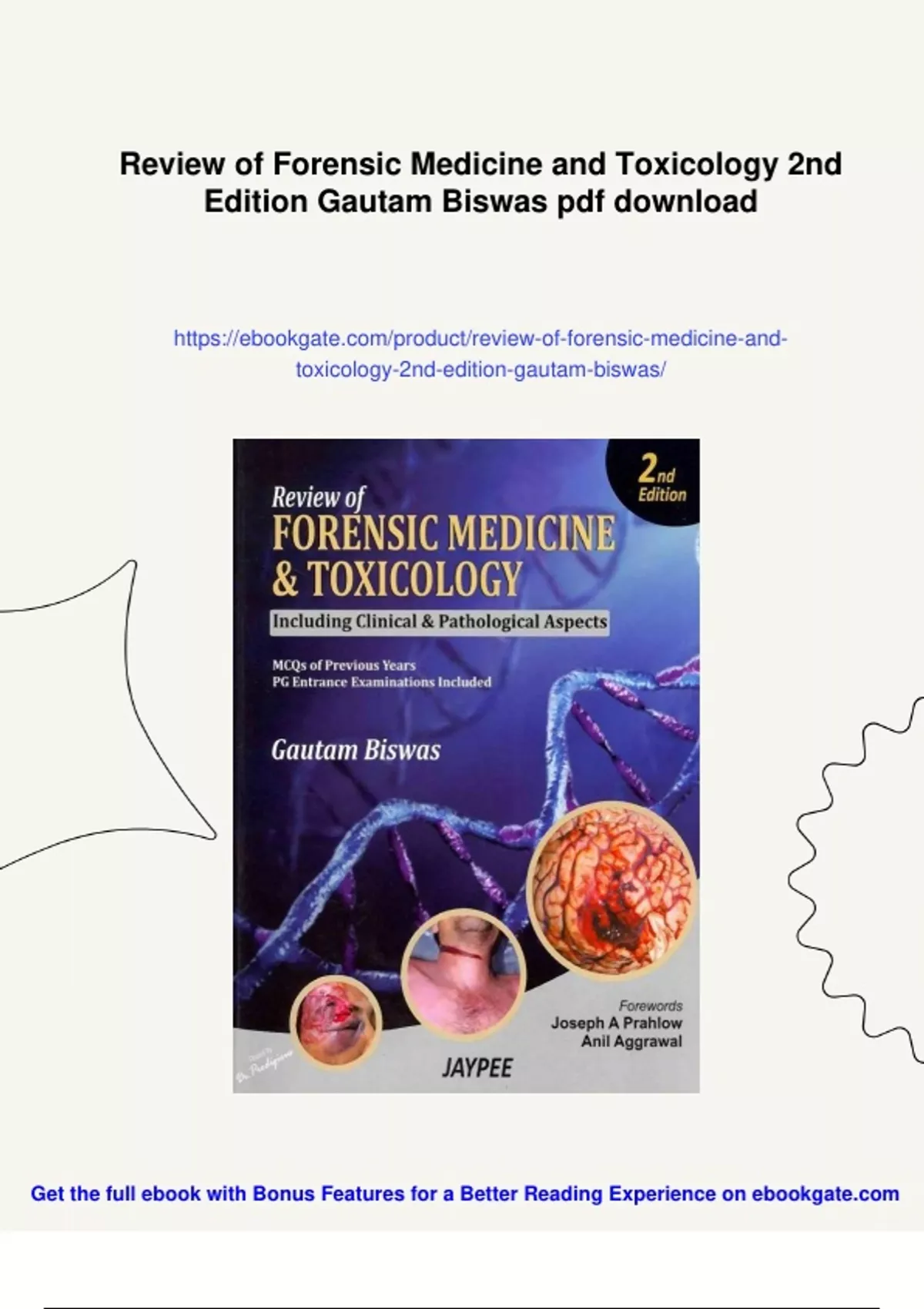 Summary Review of Forensic Medicine and Toxicology 2nd Edition Gautam ...