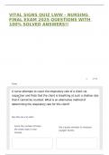 VITAL SIGNS QUIZ LWW - NURSING FINAL EXAM 2025 QUESTIONS WITH 100&percnt; SOLVED ANSWERS&excl;&excl;