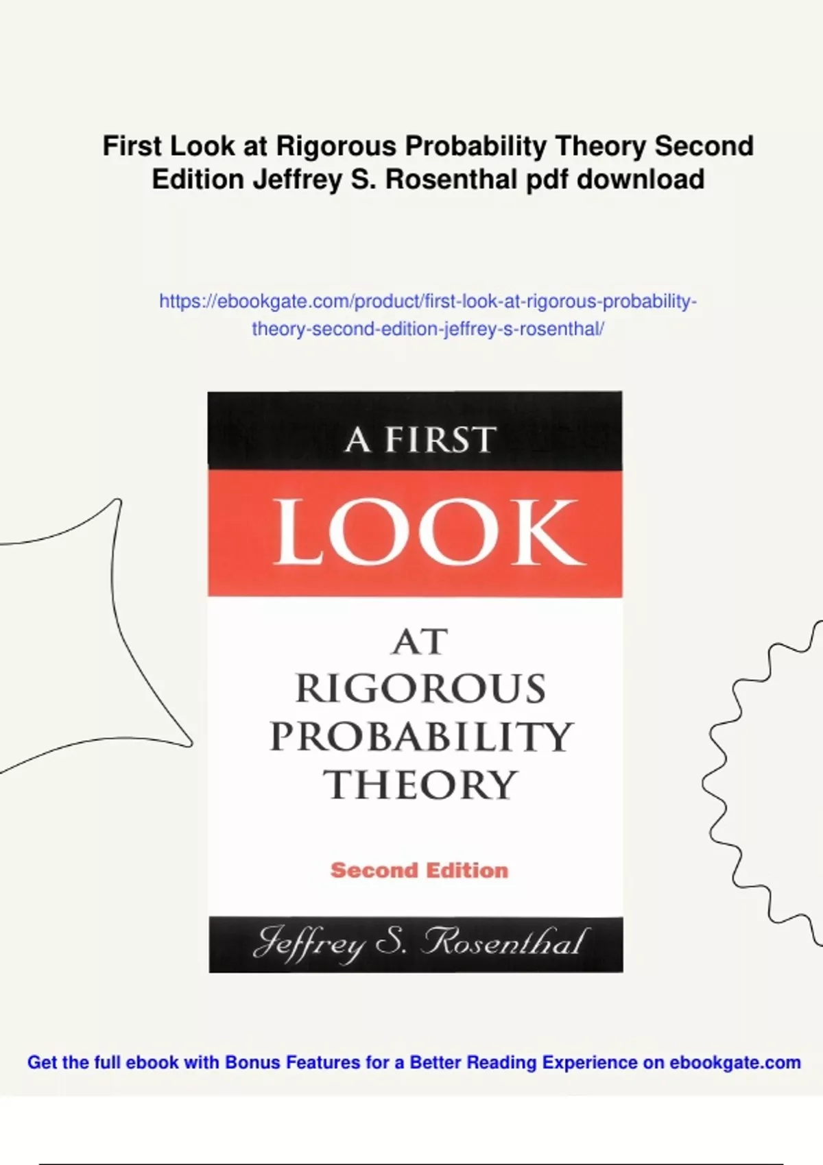 Summary First Look at Rigorous Probability Theory Second Edition ...