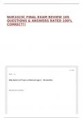 NUR1023C FINAL EXAM REVIEW 105 QUESTIONS & ANSWERS RATED 100&percnt; CORRECT&excl;&excl;