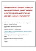 Wisconsin Asbestos Supervisor Certification  Exam QUESTIONS AND CORRECT ANSWERS  &lpar;VERIFIED ANSWERS&rpar; PLUS RATIONALES  2025 Q&A &vert; INSTANT DOWNLOAD PDF