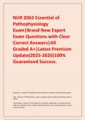  NUR 2063 Essential of Pathophysiology Exam&vert;Brand New Expert Exam Questions with Clear Correct Answers&vert;All Graded A&plus;&vert;Latest Premium Update&lpar;2025-2026&rpar;100&percnt; Guaranteed Success&period;